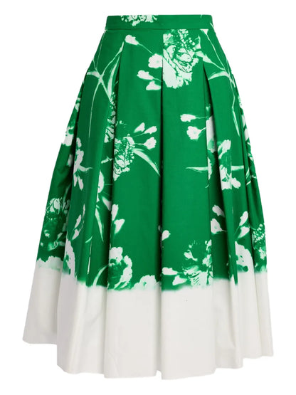 Floral-Print Pleated Midi Skirt