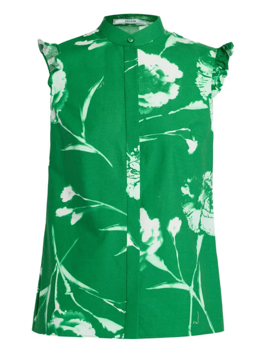 Floral-Print Ruffle-Detail Blouse