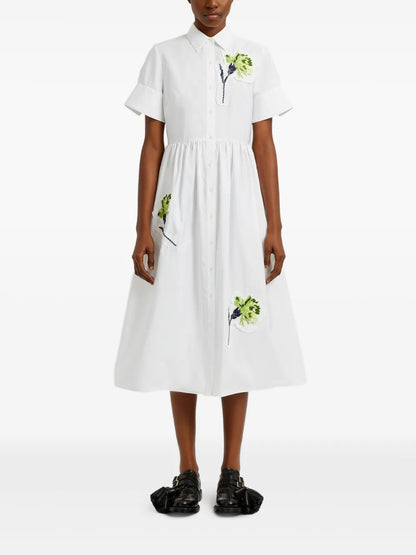 Embroidered Button-Up Dress