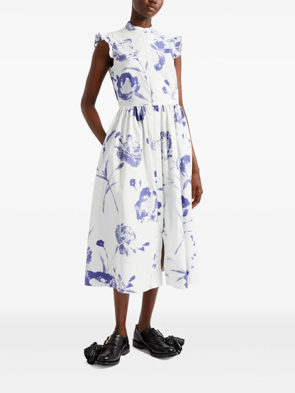 Floral-Print Ruffled-Sleeve Dress