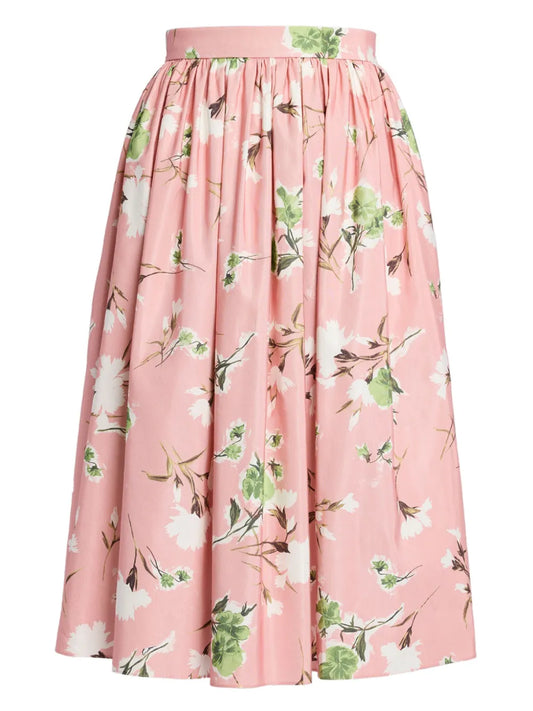 Floral-Print Midi Skirt