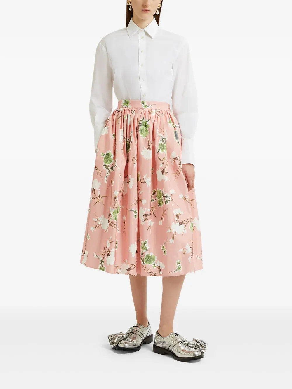 Floral-Print Midi Skirt