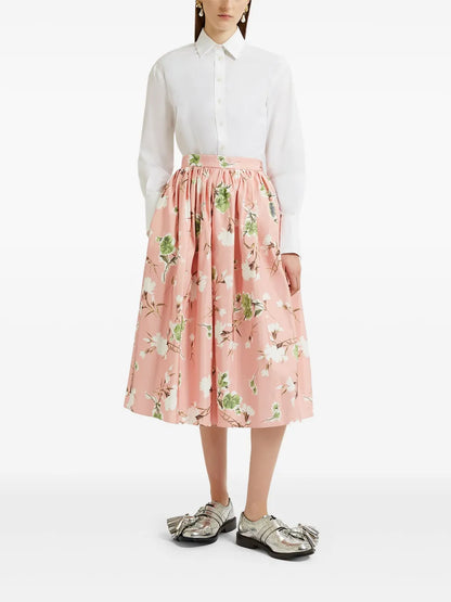 Floral-Print Midi Skirt