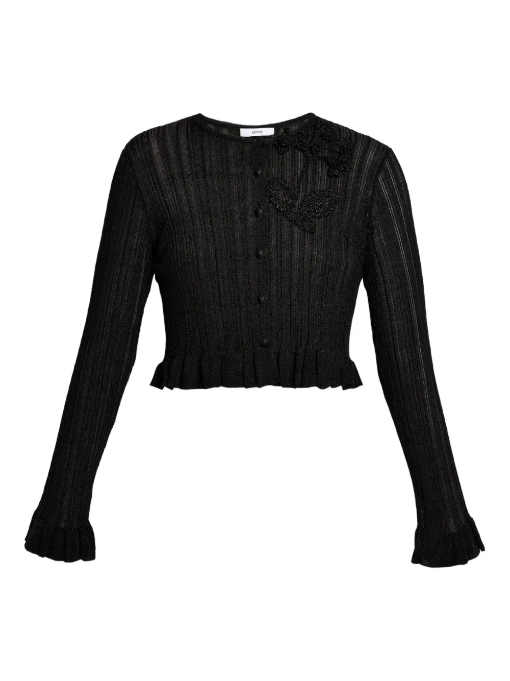 Ruffle-Detail Cropped Cardigan