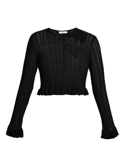Ruffle-Detail Cropped Cardigan