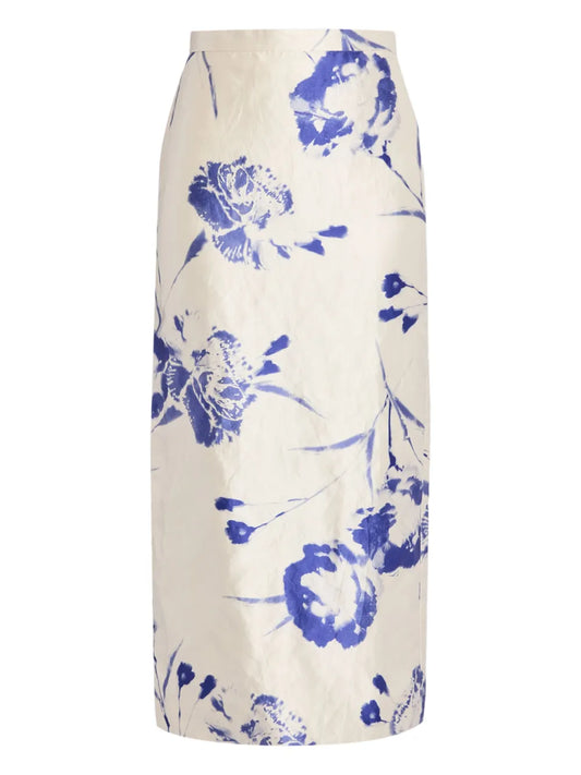 Floral-Print Midi Skirt