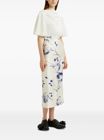 Floral-Print Midi Skirt