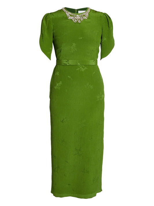 Puff-Sleeve Midi Dress