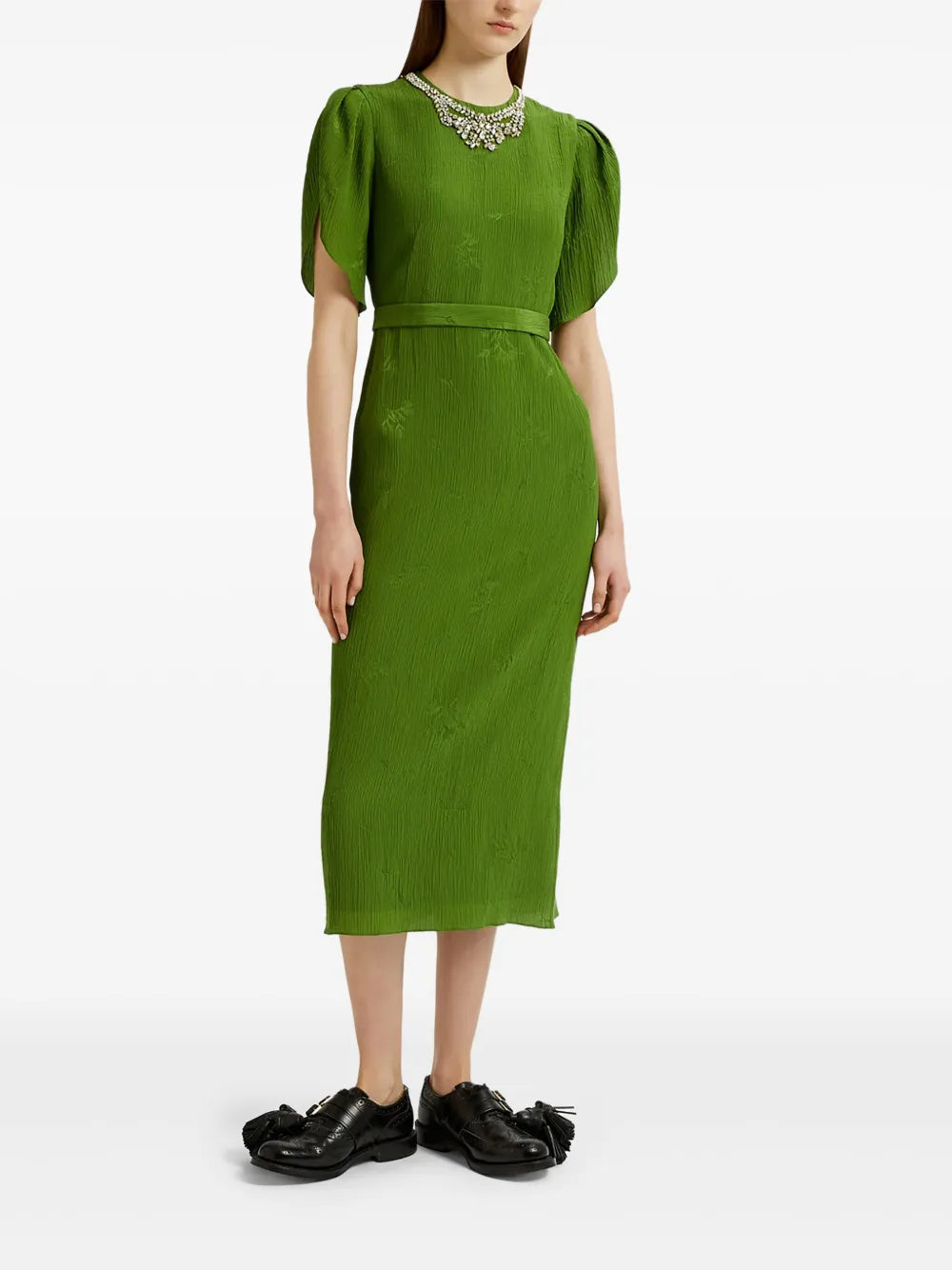 Puff-Sleeve Midi Dress