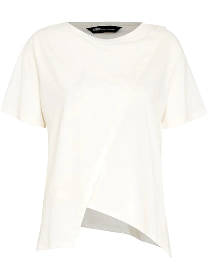 Asymmetrical-Hem Crossover-Detail T-Shirt
