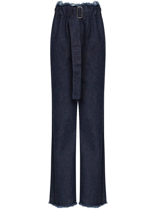 Fringed Buckled Jeans