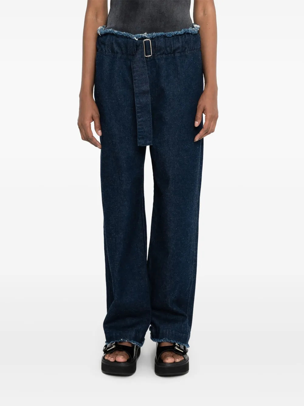 Fringed Buckled Jeans