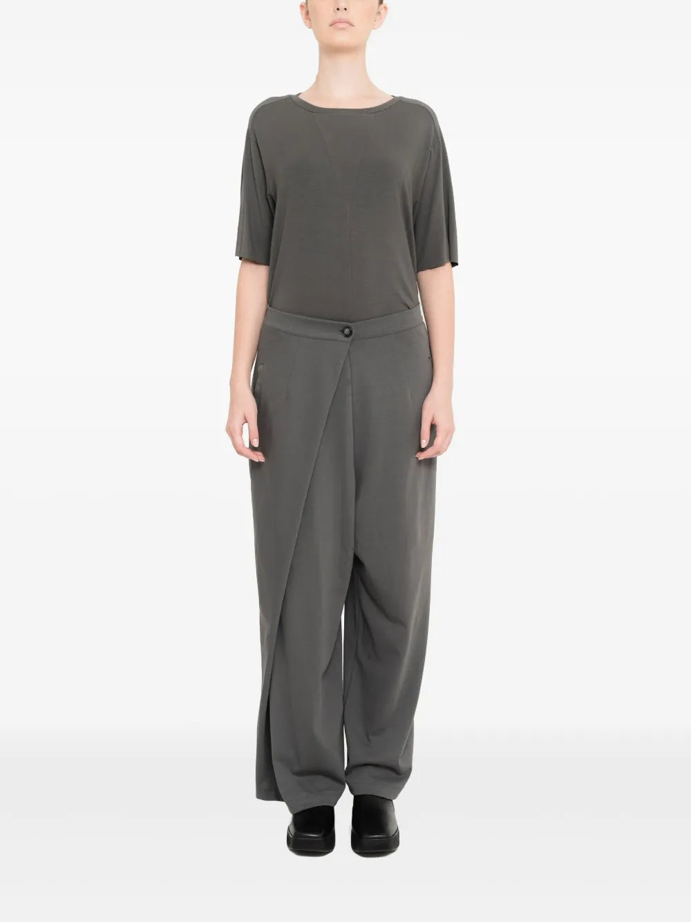 Crossover-Detail High-Waisted Pants