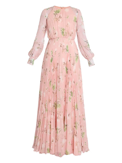 Pleated Floral Maxi Dress