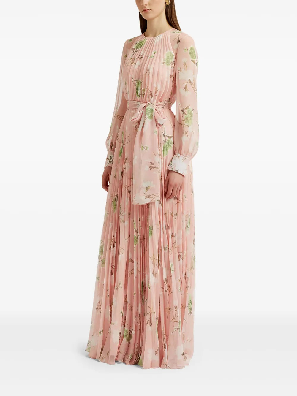 Pleated Floral Maxi Dress