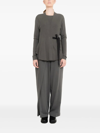 Tied-Waist Curve-Hem Cardigan