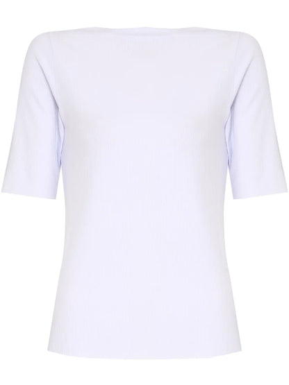 Boat-Neck Ribbed Top