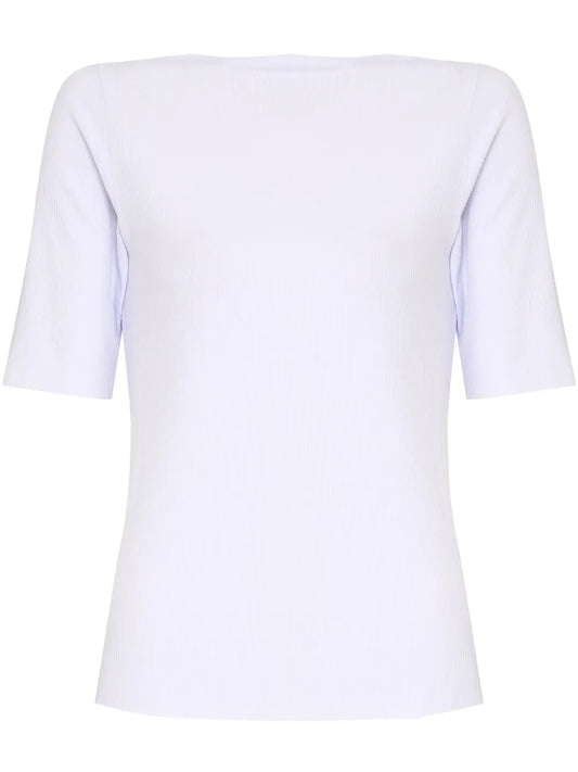 Boat-Neck Ribbed Top