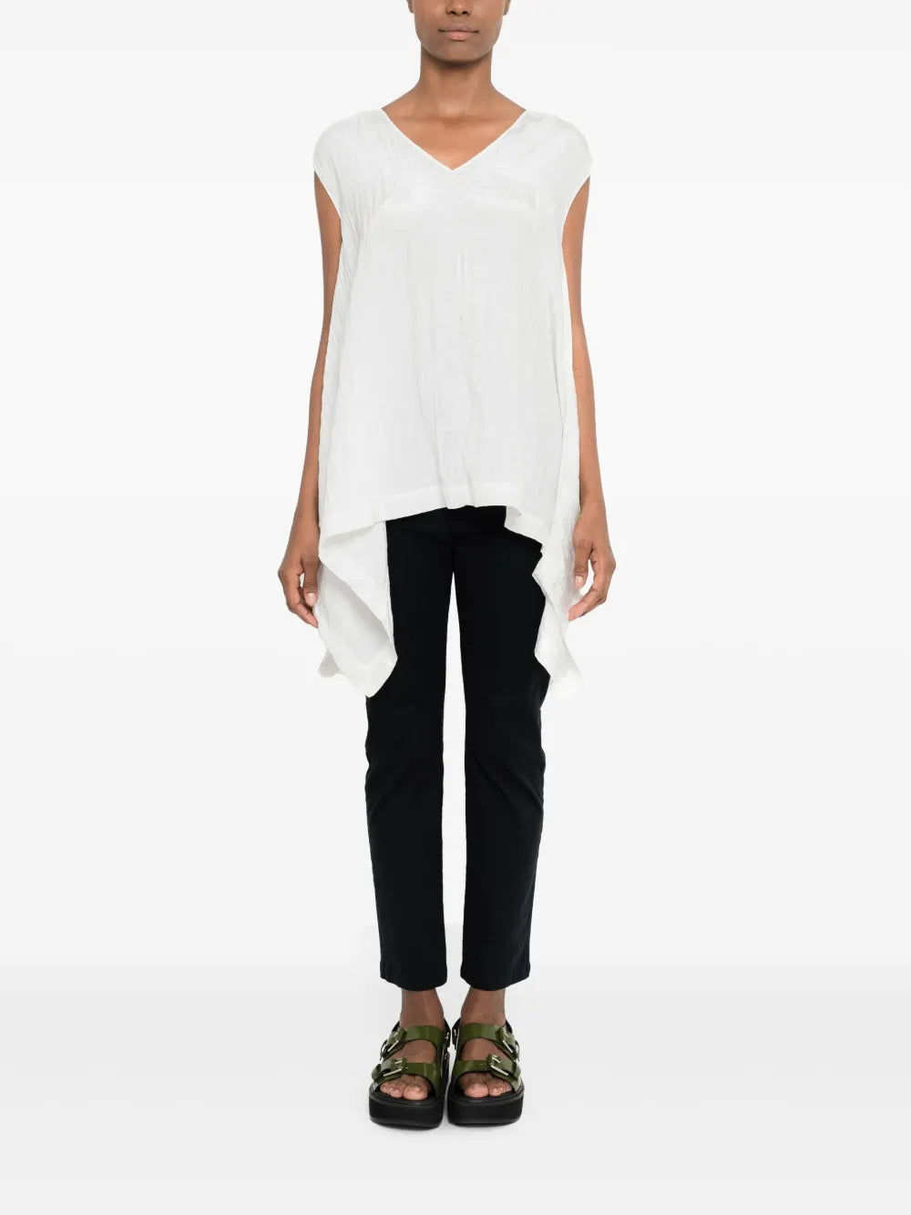 Tied-Waist Asymmetric-Hem Top