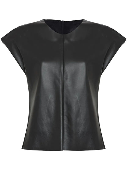 Flutter-Sleeve Leather Top