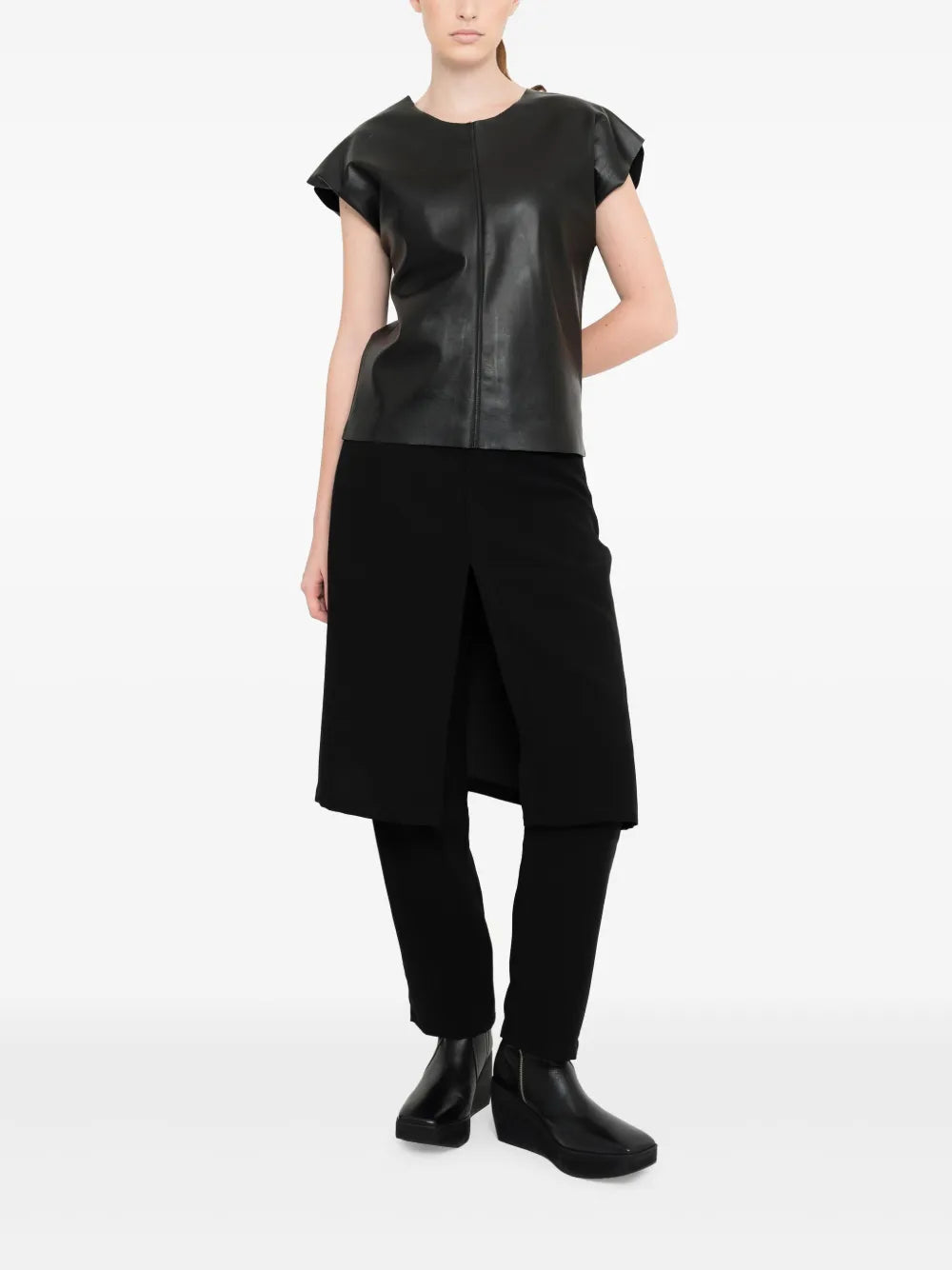 Flutter-Sleeve Leather Top