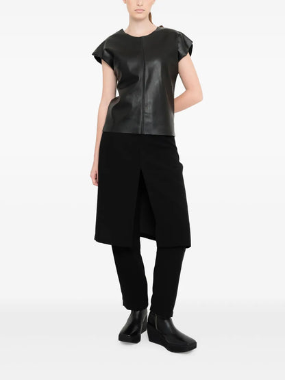 Flutter-Sleeve Leather Top