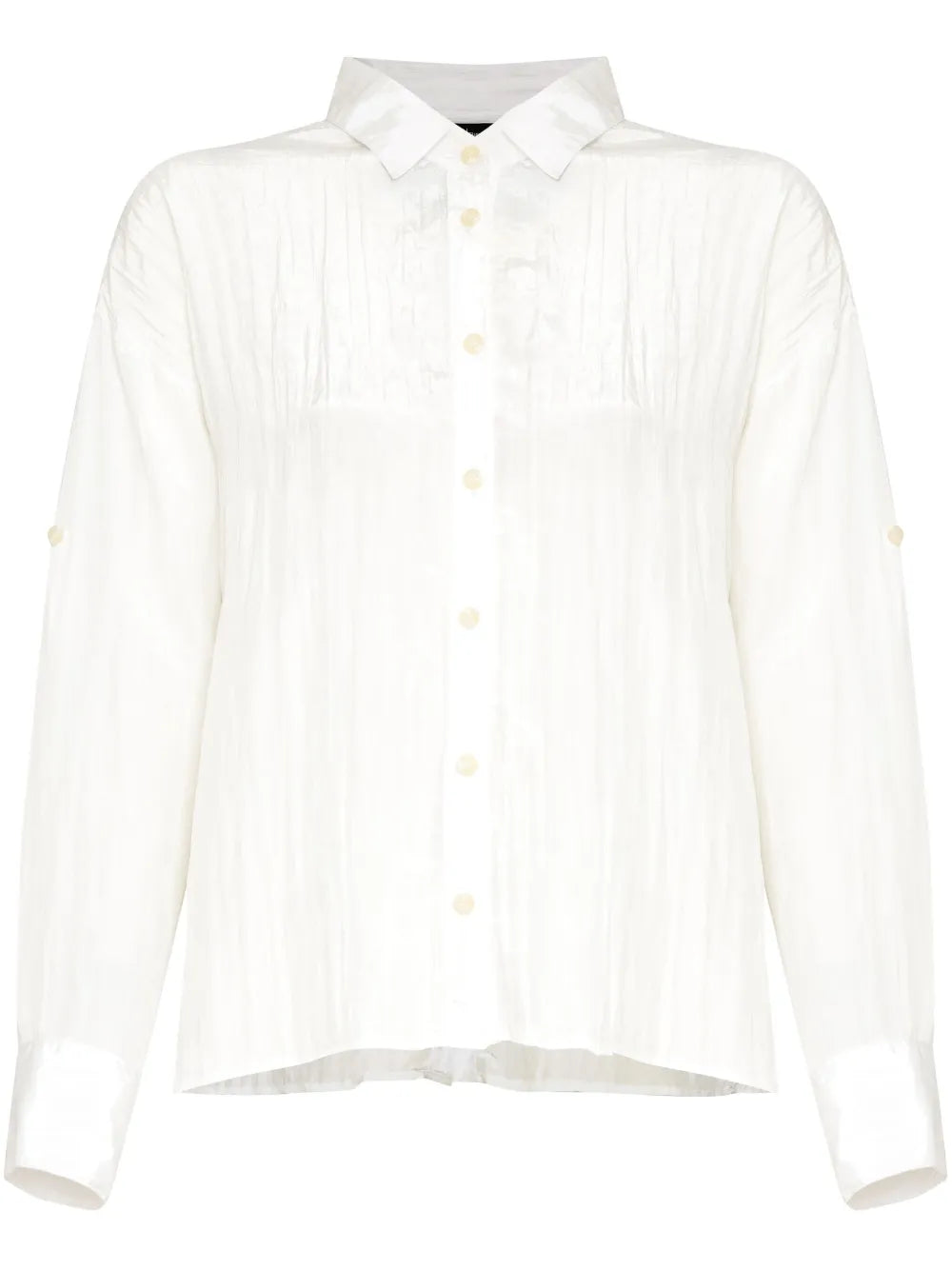 Pleated Button-Up Shirt
