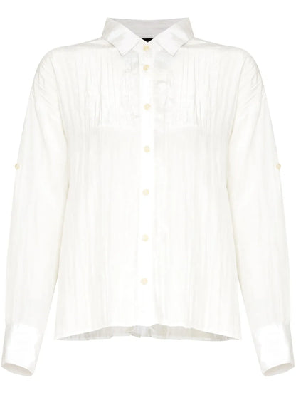 Pleated Button-Up Shirt