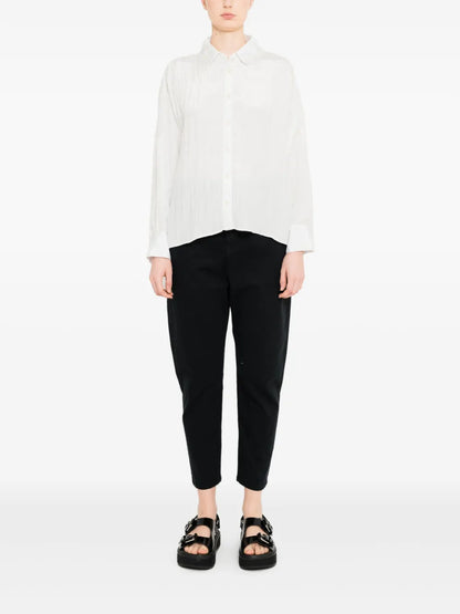 Pleated Button-Up Shirt