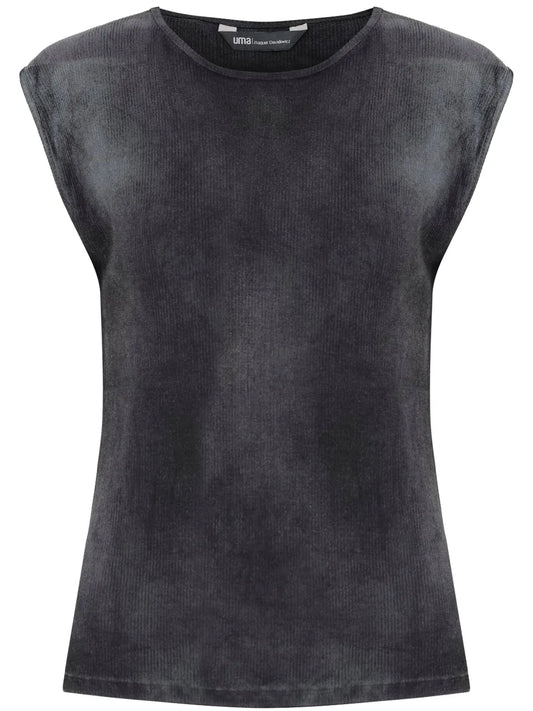 Ribbed Cap-Sleeve Top
