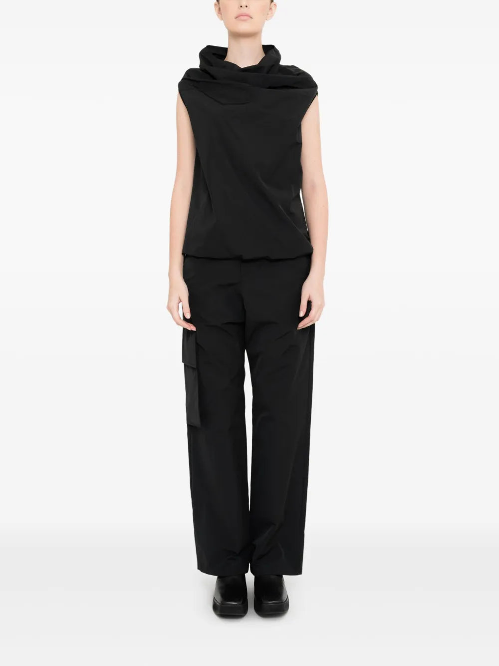 Drape-Neck Short-Sleeved Top