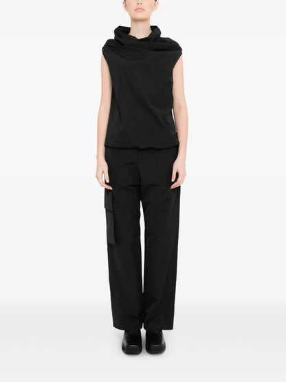 Drape-Neck Short-Sleeved Top