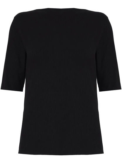 Ribbed Boat-Neck Top