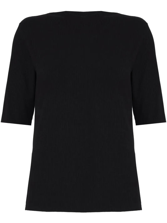 Ribbed Boat-Neck Top