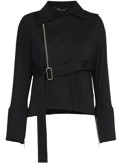 Belted Asymmetric-Hem Jacket