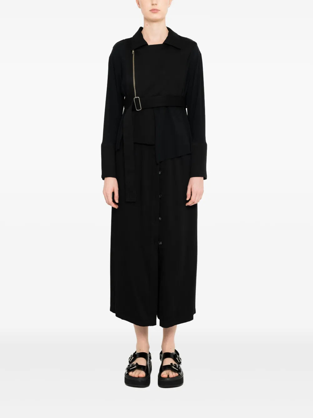 Belted Asymmetric-Hem Jacket