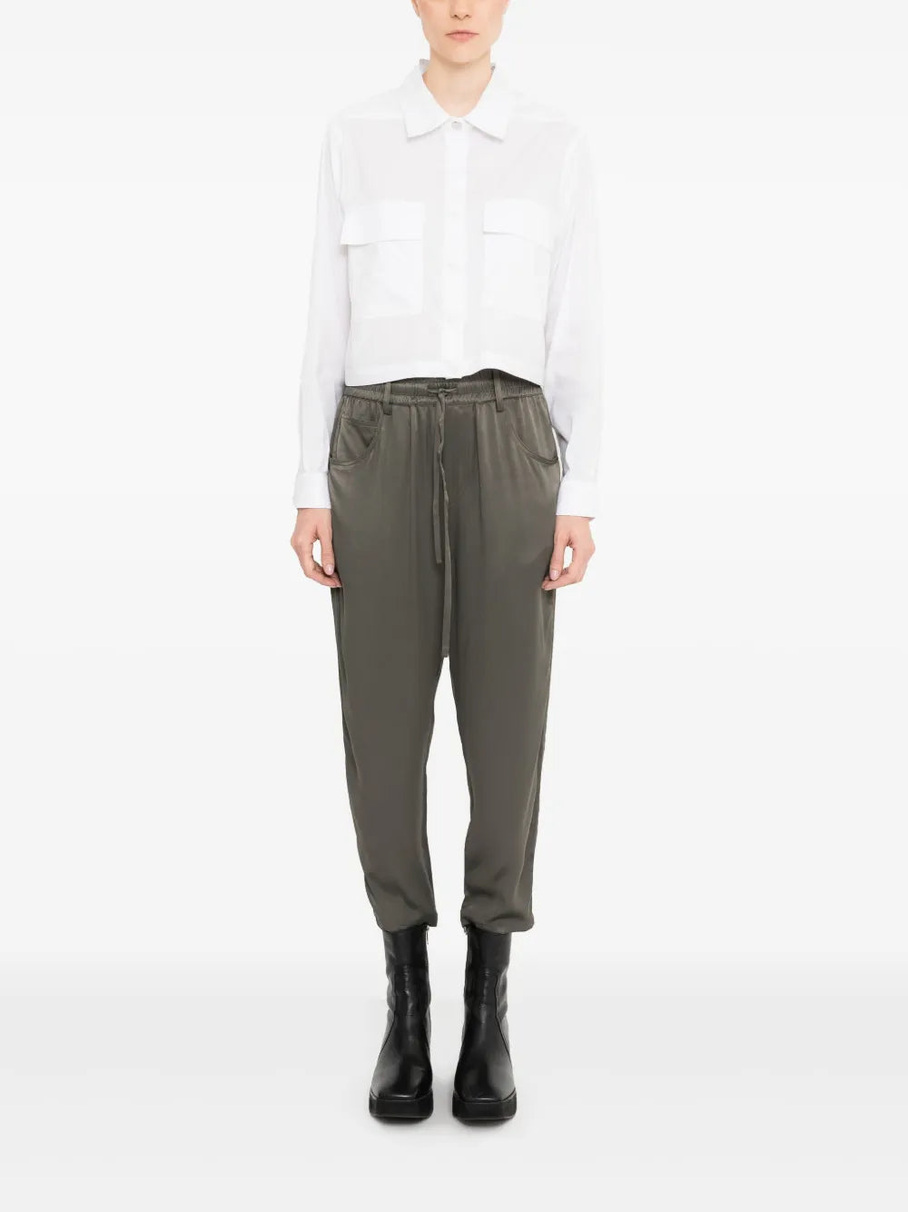 Drawstring-Waist Cropped Trousers