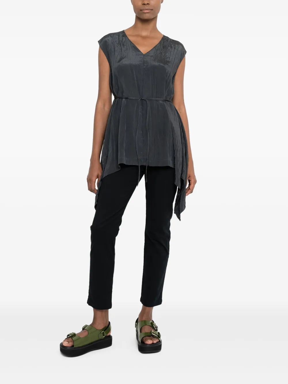 Pleated Tied-Waist Top