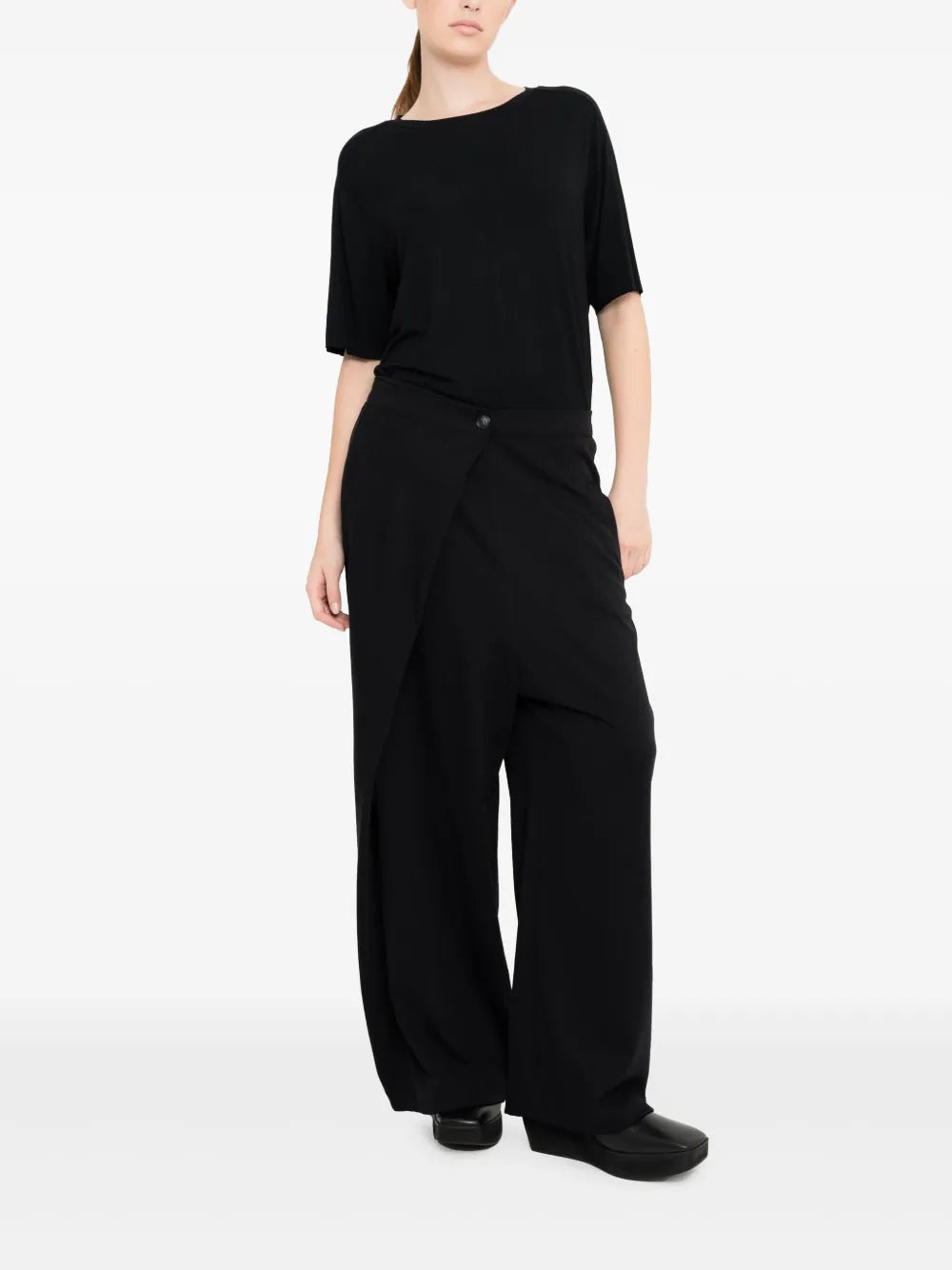 Crossover-Detail High-Waisted Pants