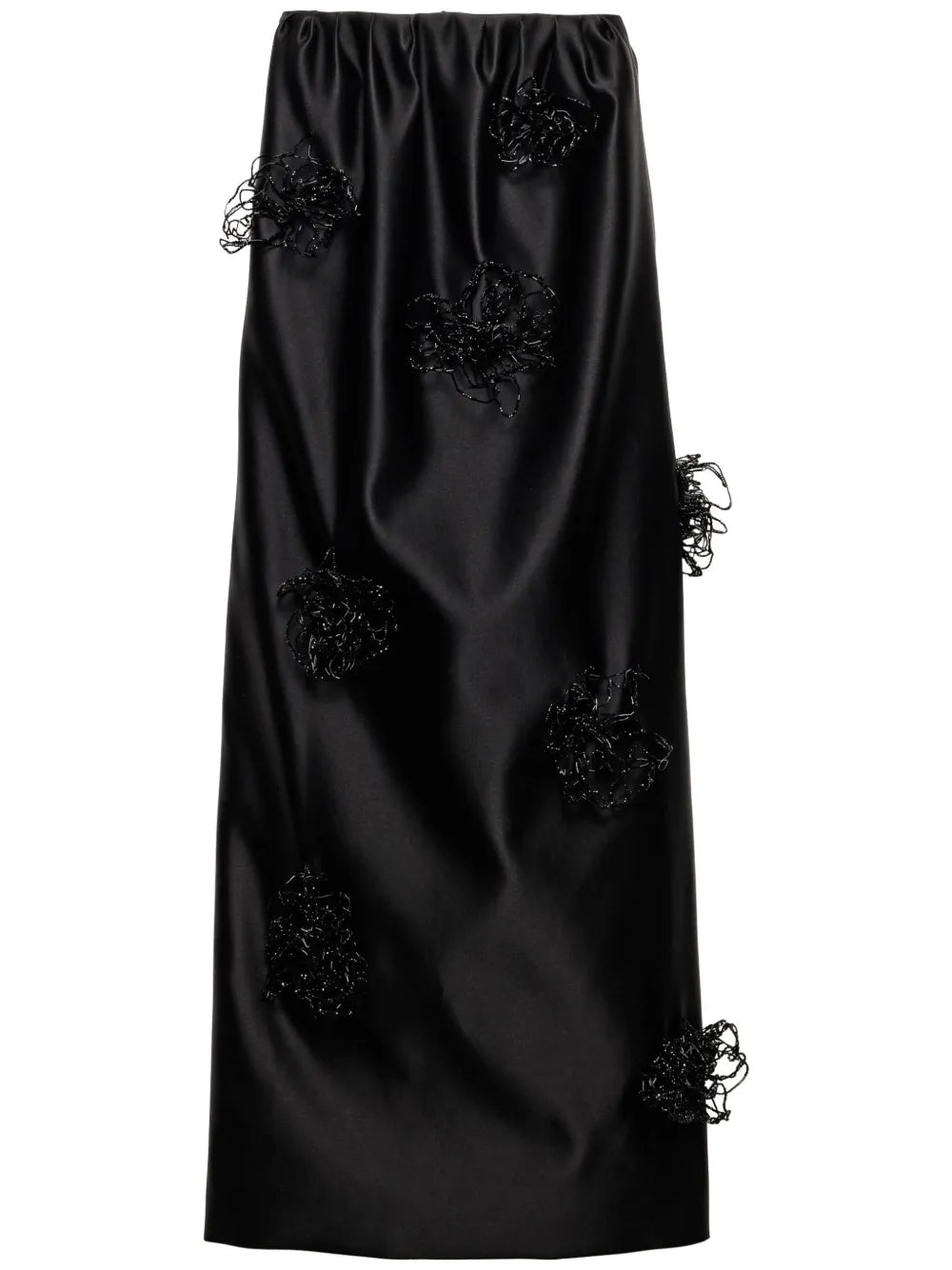 Embroidered Satin Maxi Skirt