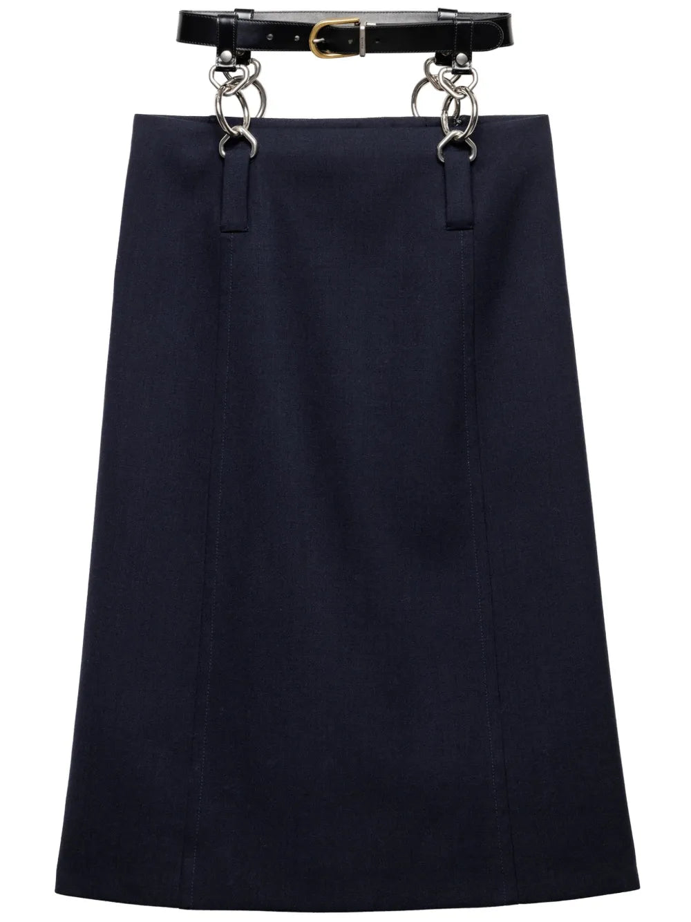 Rush Stitch Belted Midi Skirt