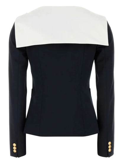 Contrast-Collar Blazer