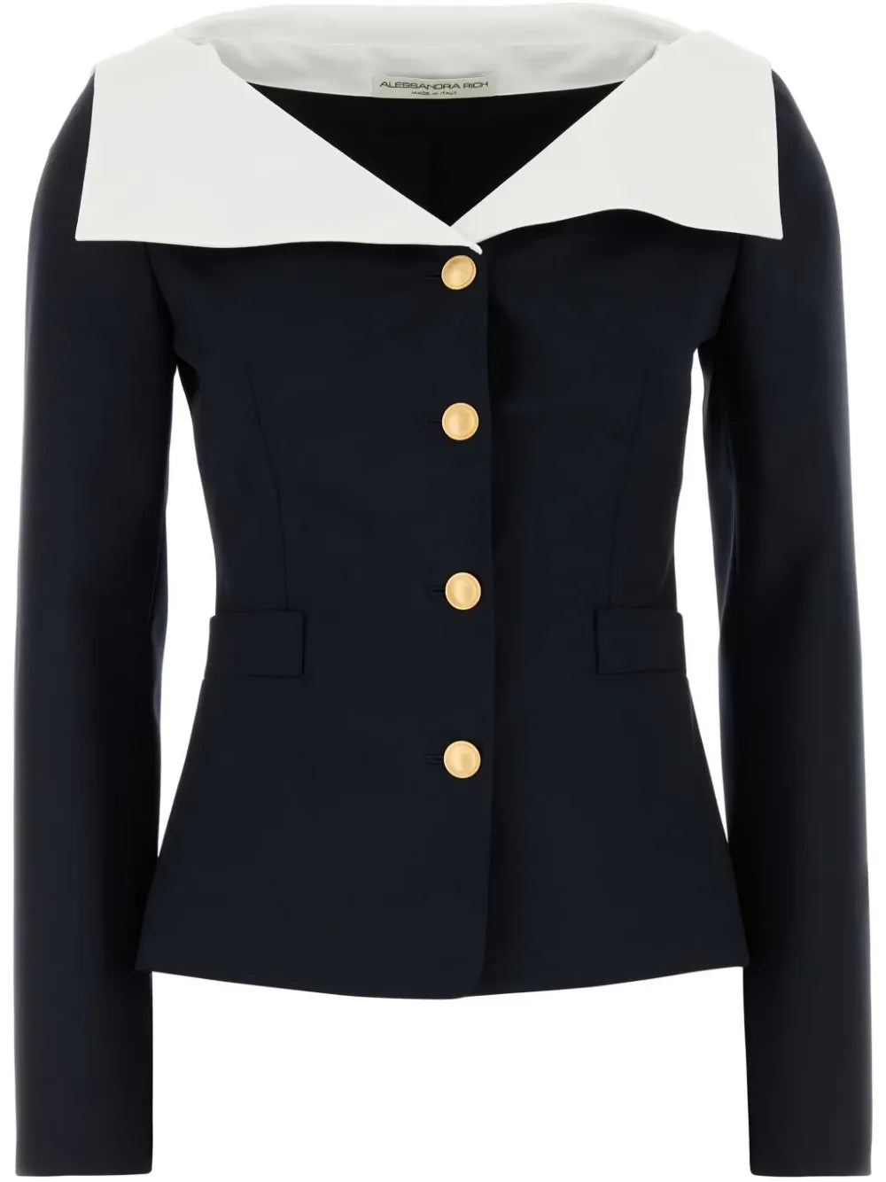 Contrast-Collar Blazer
