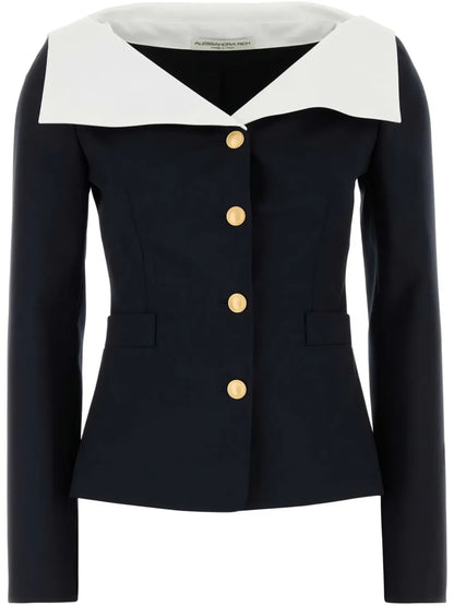 Contrast-Collar Blazer