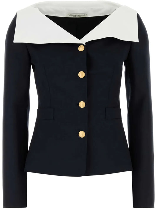 Contrast-Collar Blazer