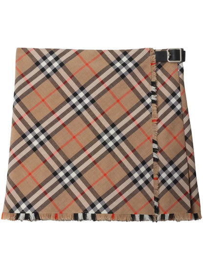 Checkered Wool-Blend Skirt
