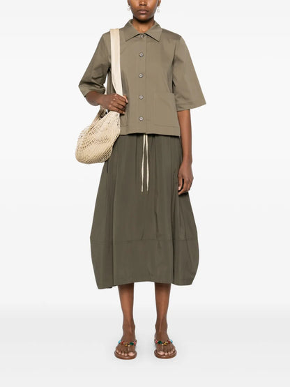 Pleat-Detail Midi Skirt