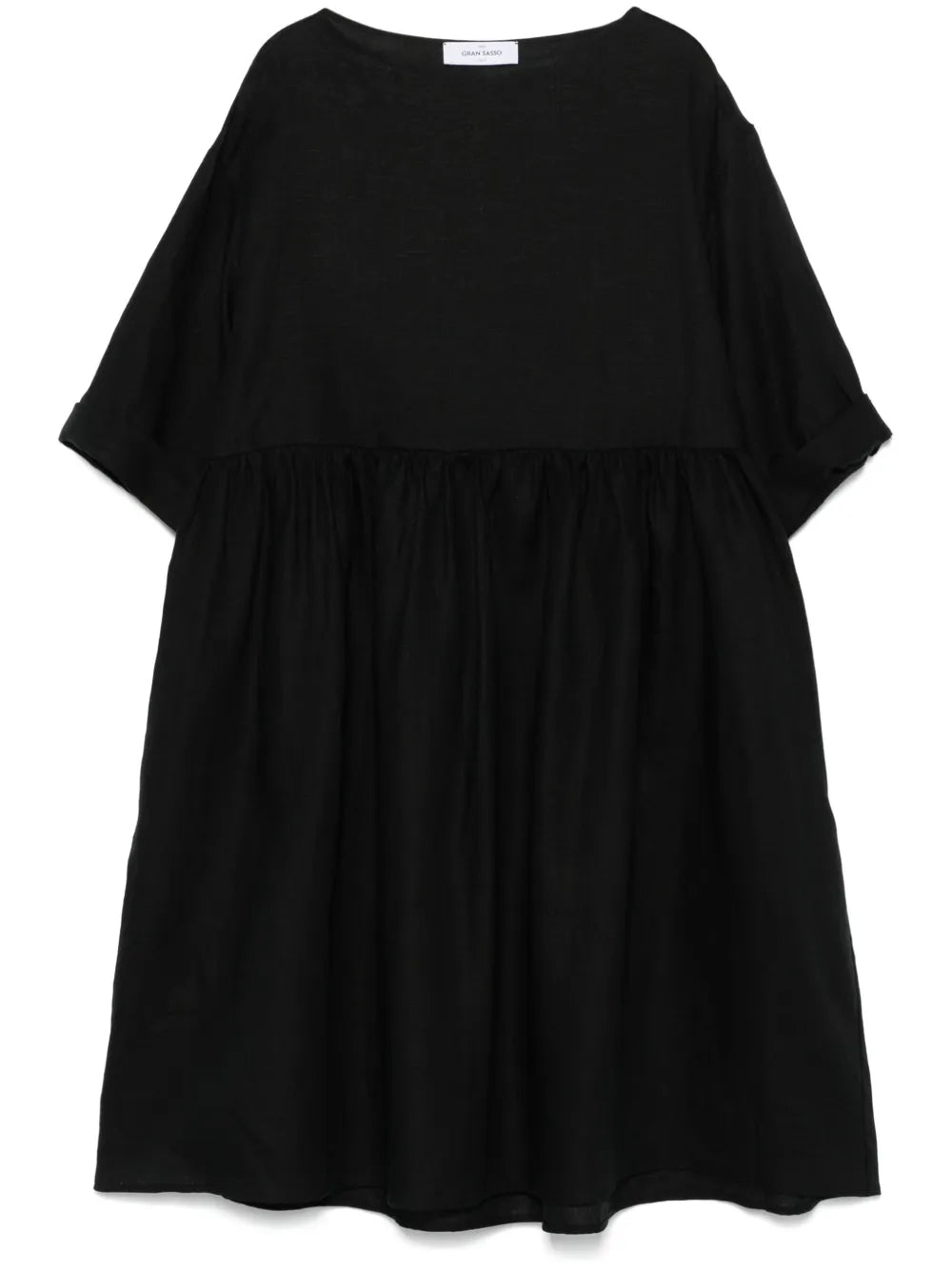 Linen Boat-Neck Mini Dress