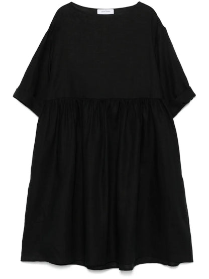 Linen Boat-Neck Mini Dress