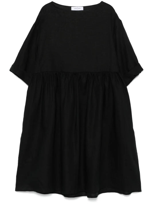 Linen Boat-Neck Mini Dress